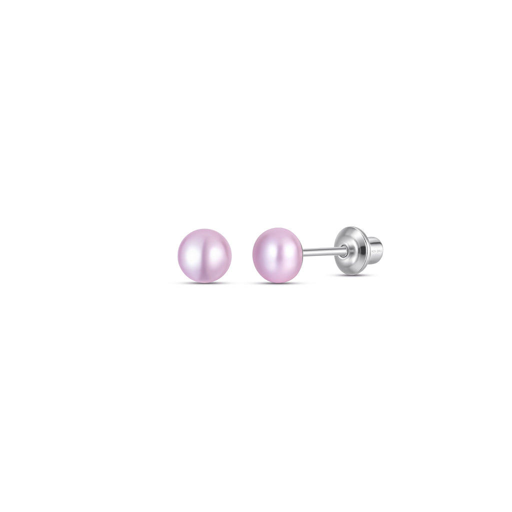 Pearl Screw Back Stud Earrings for Baby, Toddler, Girls, Kids