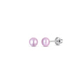 Purple 3mm Pearl Screw Back Stud Earrings for Baby, Toddler, Girls, Kids