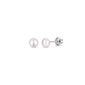 White 3mm Pearl Screw Back Stud Earrings for Baby, Toddler, Girls, Kids