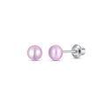 Purple 4mm Pearl Screw Back Stud Earrings for Baby, Toddler, Girls, Kids
