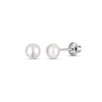 White 4mm Pearl Screw Back Stud Earrings for Baby, Toddler, Girls, Kids