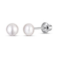 White 5mm Pearl Screw Back Stud Earrings for Baby, Toddler, Girls, Kids