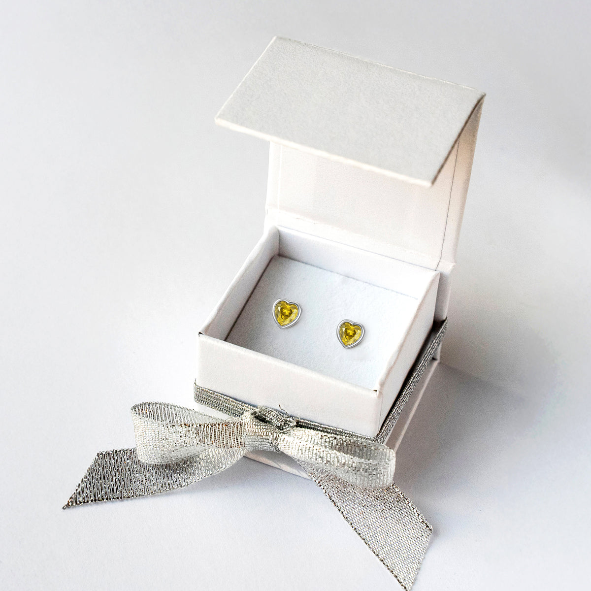 Heart Birthstone Stud Earrings