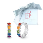 Rainbow Sparkle Heart Enamel Huggie Hoops