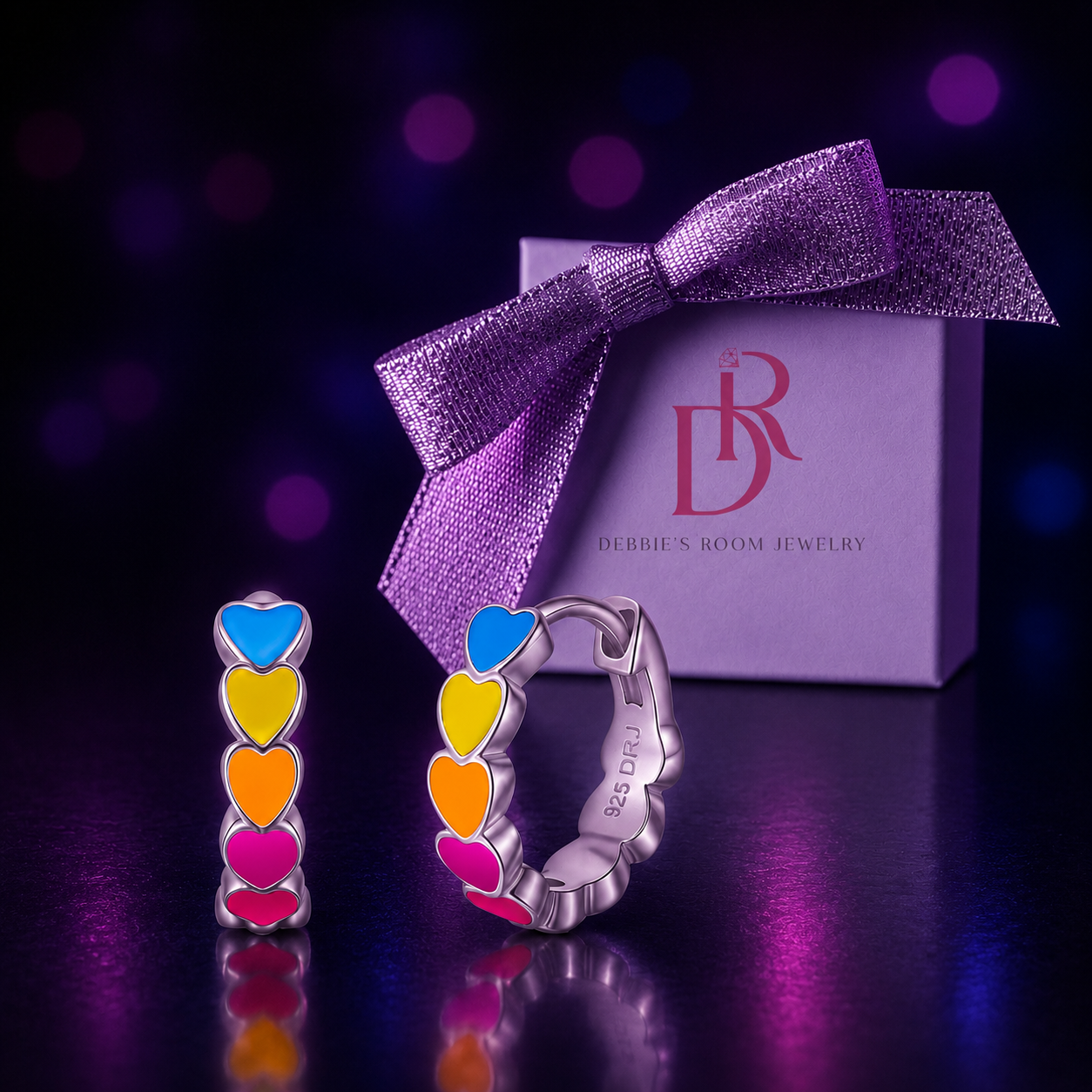 Glow In The Dark Heart Enamel Huggie Hoops
