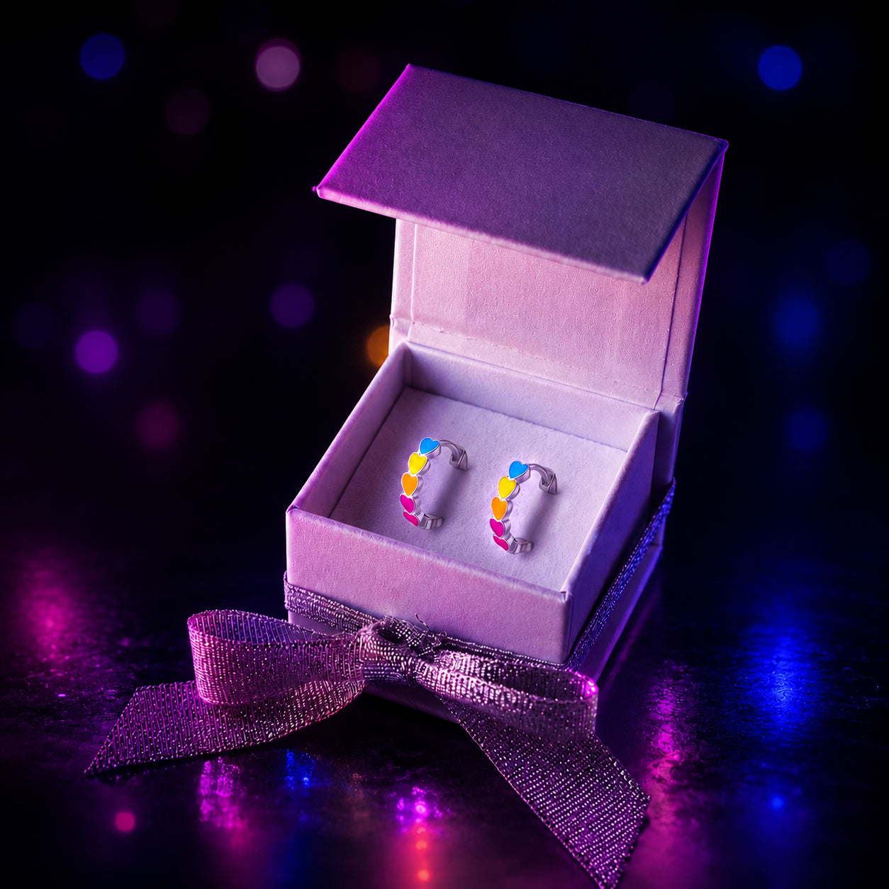 Glow In The Dark Heart Enamel Huggie Hoops