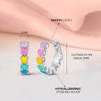 Multi-Colored Heart Enamel Huggie Hoops