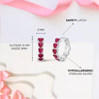 Pink Sparkle Heart Enamel Huggie Hoops
