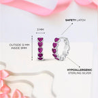 Purple Sparkle Heart Enamel Huggie Hoops