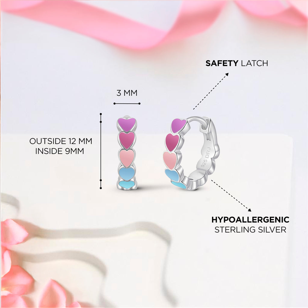 Sunset Heart Enamel Huggie Hoops