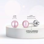 Pearl Screw Back Stud Earrings for Baby, Toddler, Girls, Kids