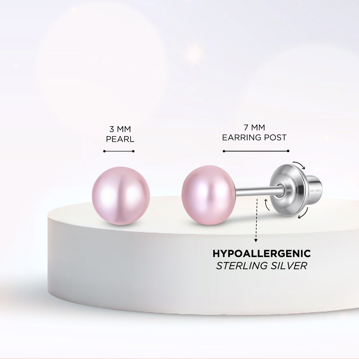 Classic Pink Pearl Stud Earrings
