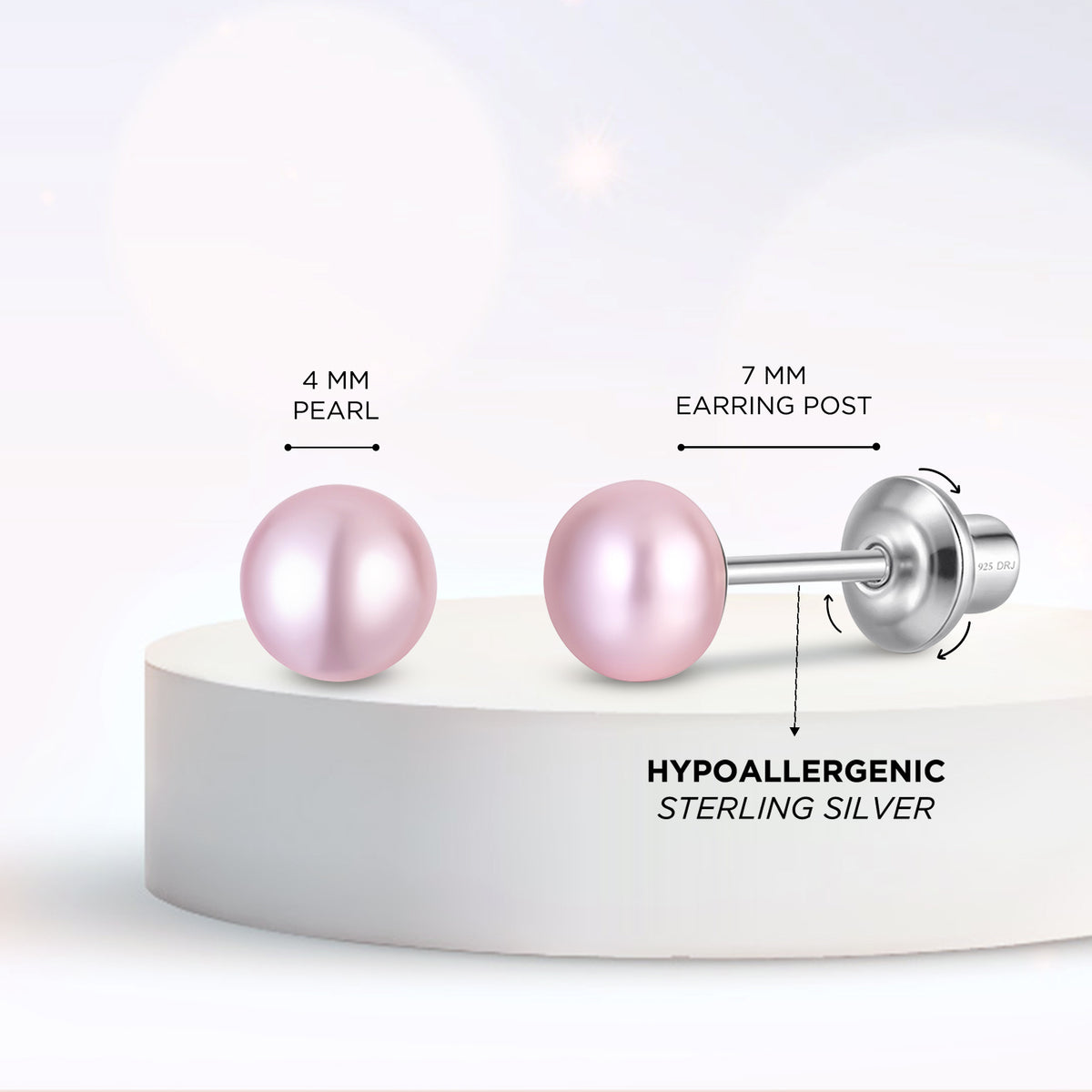 Classic Pink Pearl Stud Earrings