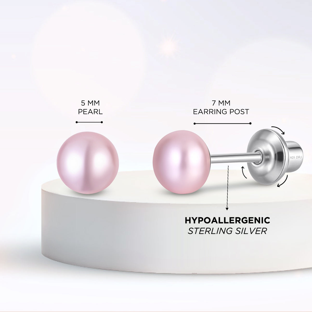 Classic Pink Pearl Stud Earrings