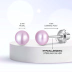 Purple 5mm Pearl Screw Back Stud Earrings for Baby, Toddler, Girls, Kids