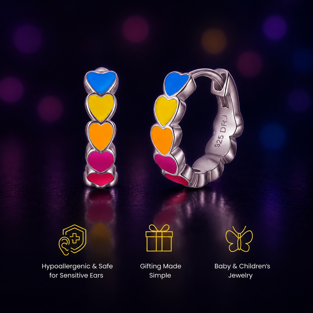 Glow In The Dark Heart Enamel Huggie Hoops