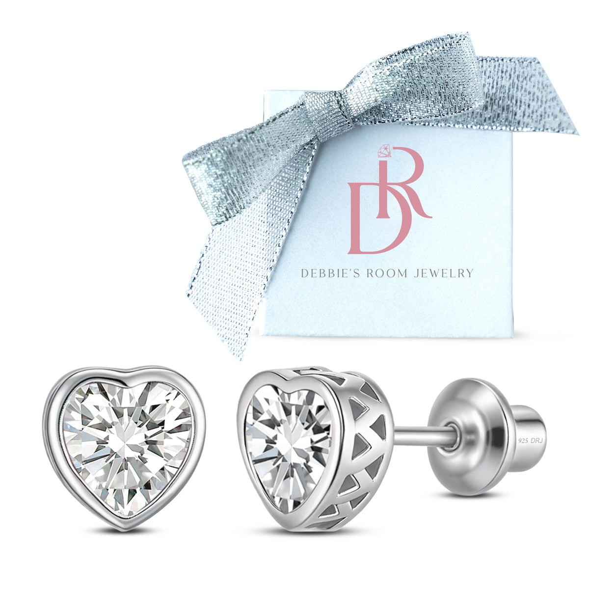 Heart Birthstone Stud Earrings