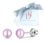 Purple 5mm Pearl Screw Back Stud Earrings for Baby, Toddler, Girls, Kids