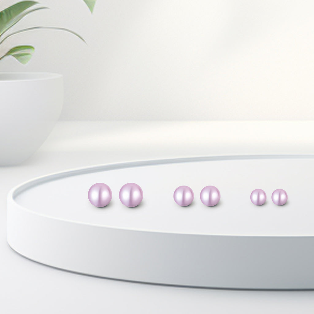 Purple 5mm Pearl Screw Back Stud Earrings for Baby, Toddler, Girls, Kids