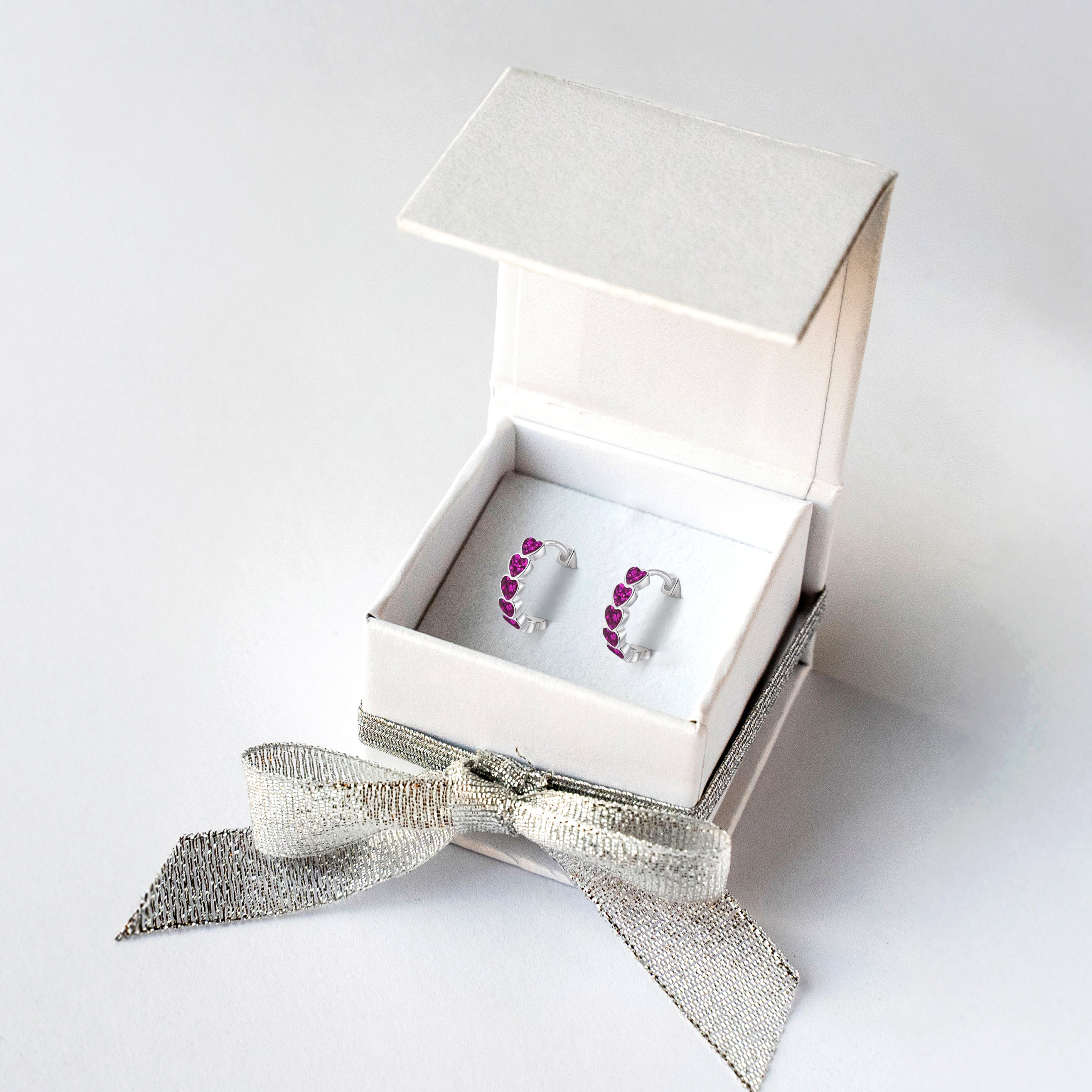 Purple Sparkle Heart Enamel Huggie Hoops