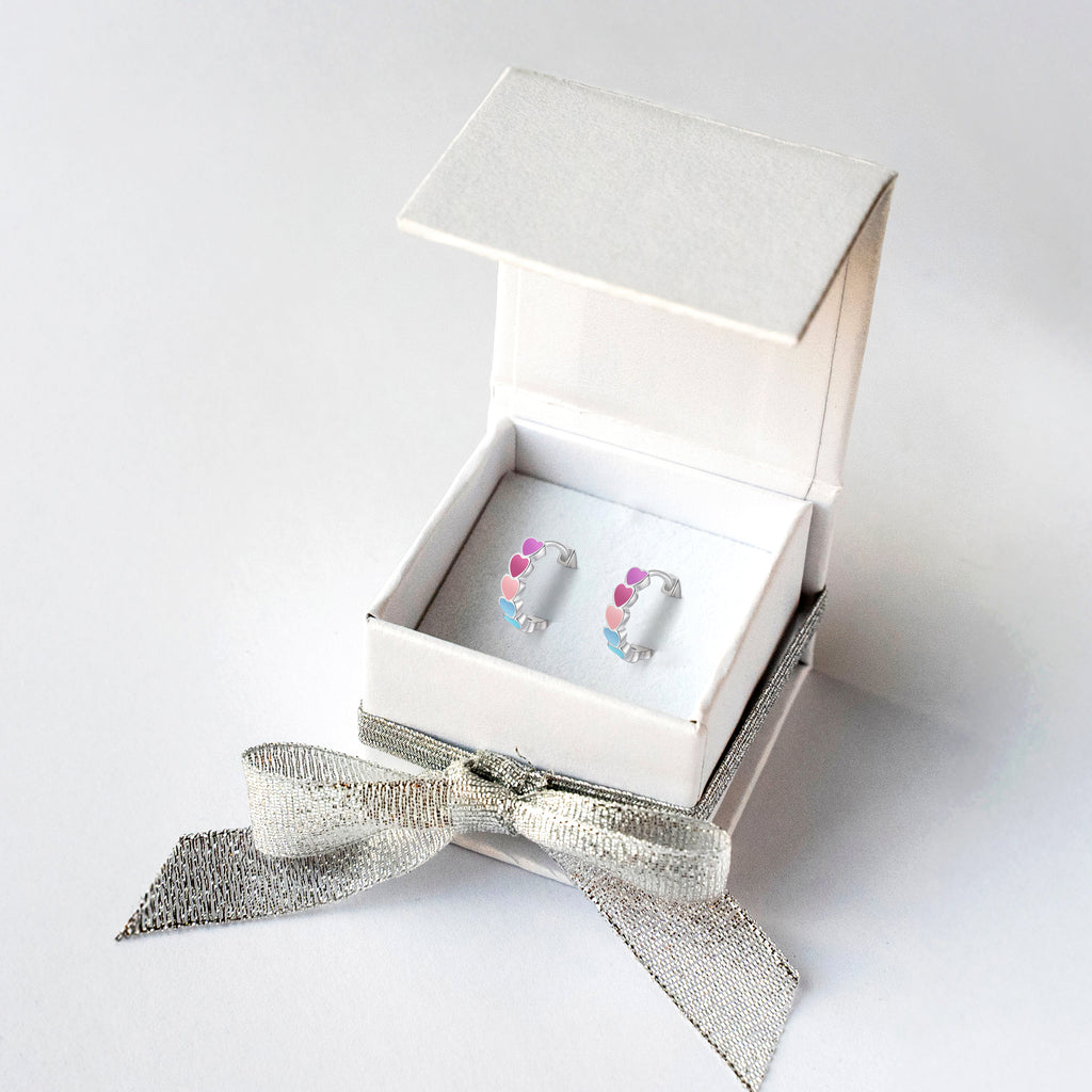 Sunset Heart Enamel Huggie Hoops