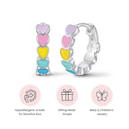 Multi-Colored Heart Enamel Huggie Hoops