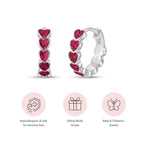 Pink Sparkle Heart Enamel Huggie Hoops