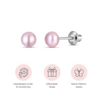 Pearl Screw Back Stud Earrings for Baby, Toddler, Girls, Kids