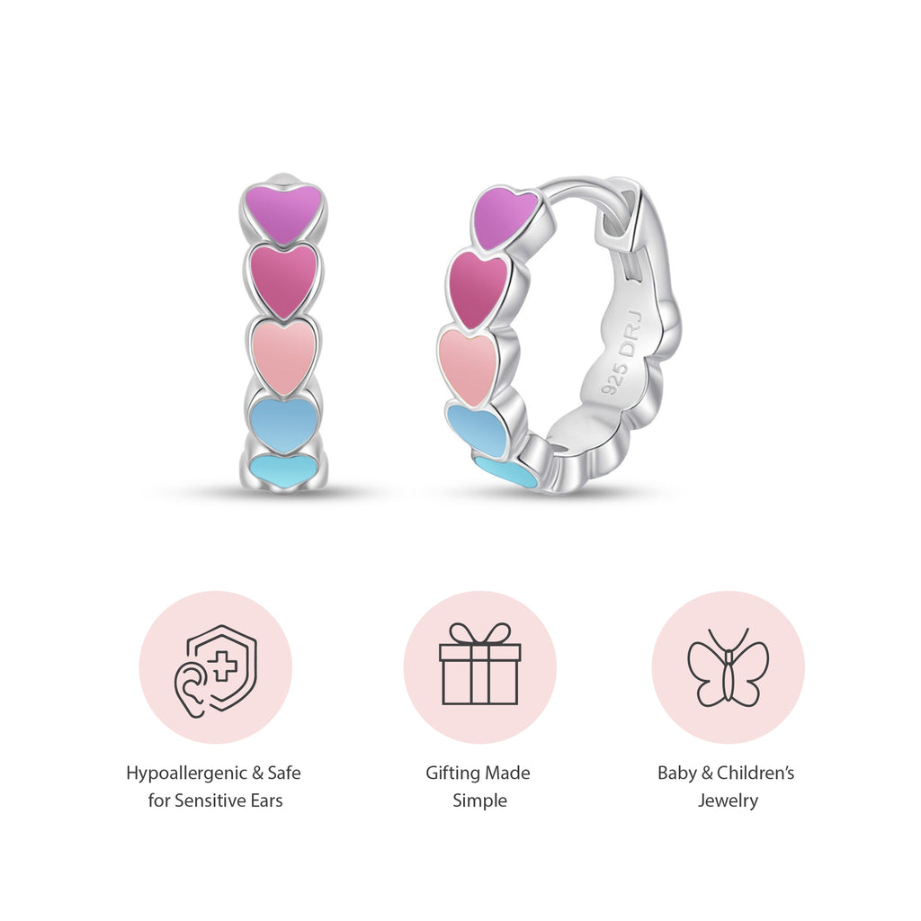 Sunset Heart Enamel Huggie Hoops