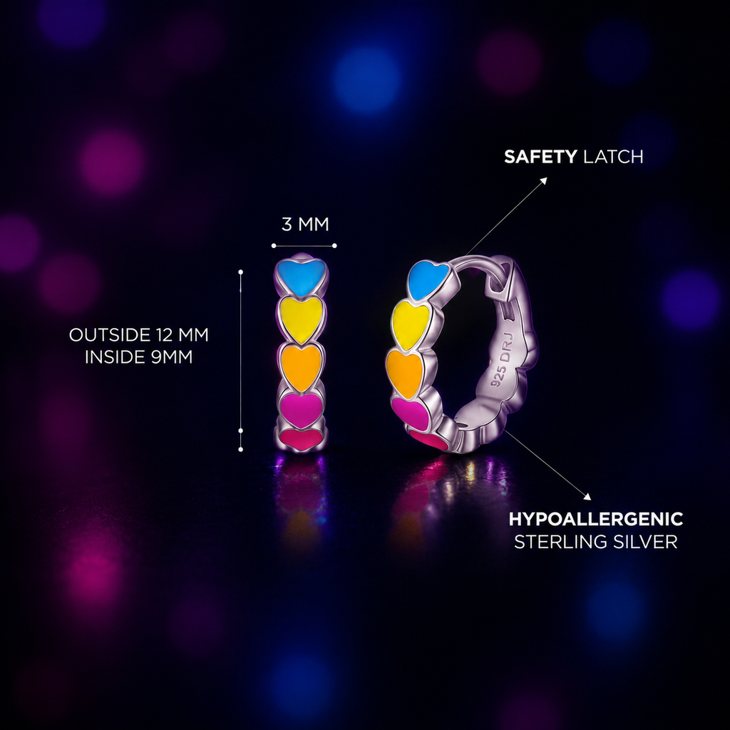 Glow In The Dark Heart Enamel Huggie Hoops
