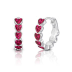 Pink Sparkle Heart Enamel Huggie Hoops