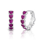 Purple Sparkle Heart Enamel Huggie Hoops