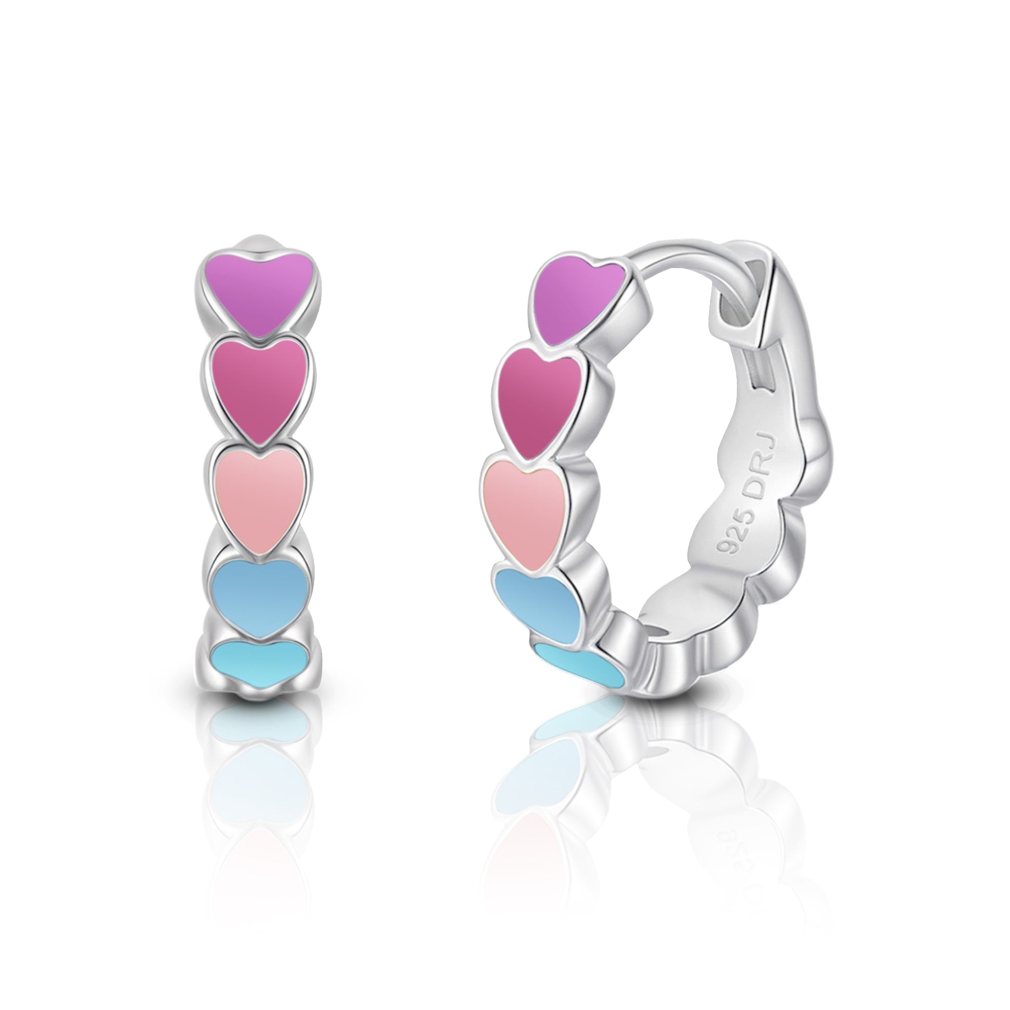 Sunset Heart Enamel Huggie Hoops