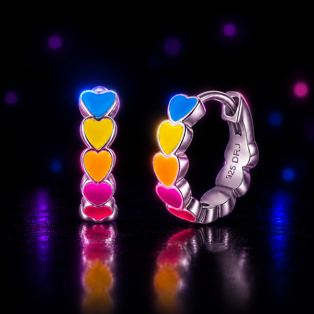 Glow In The Dark Heart Enamel Huggie Hoops