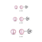 Pink 5mm Pearl Screw Back Stud Earrings for Baby, Toddler, Girls, Kids