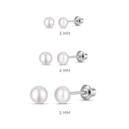 White 3mm Pearl Screw Back Stud Earrings for Baby, Toddler, Girls, Kids