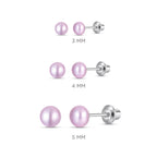 Purple 5mm Pearl Screw Back Stud Earrings for Baby, Toddler, Girls, Kids