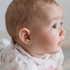 Heart Birthstone Screw back Earrings May/Emerald