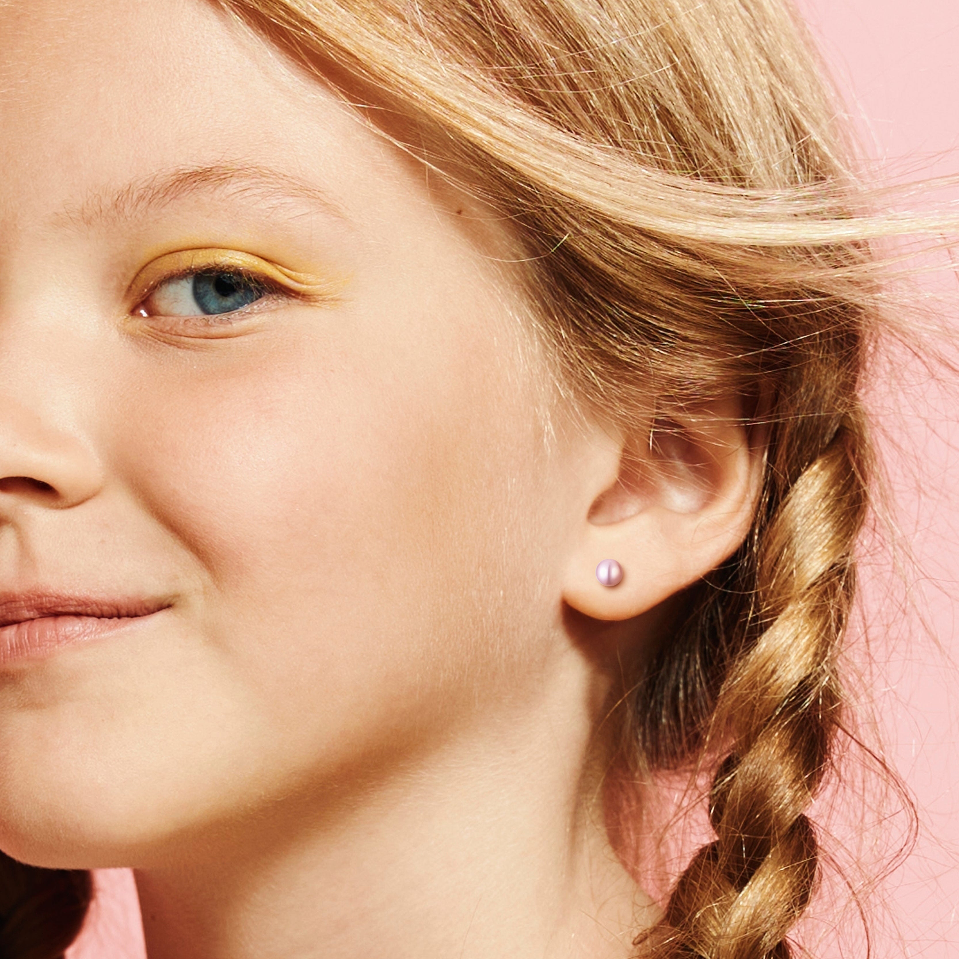 Pink 5mm Pearl Screw Back Stud Earrings for Baby, Toddler, Girls, Kids