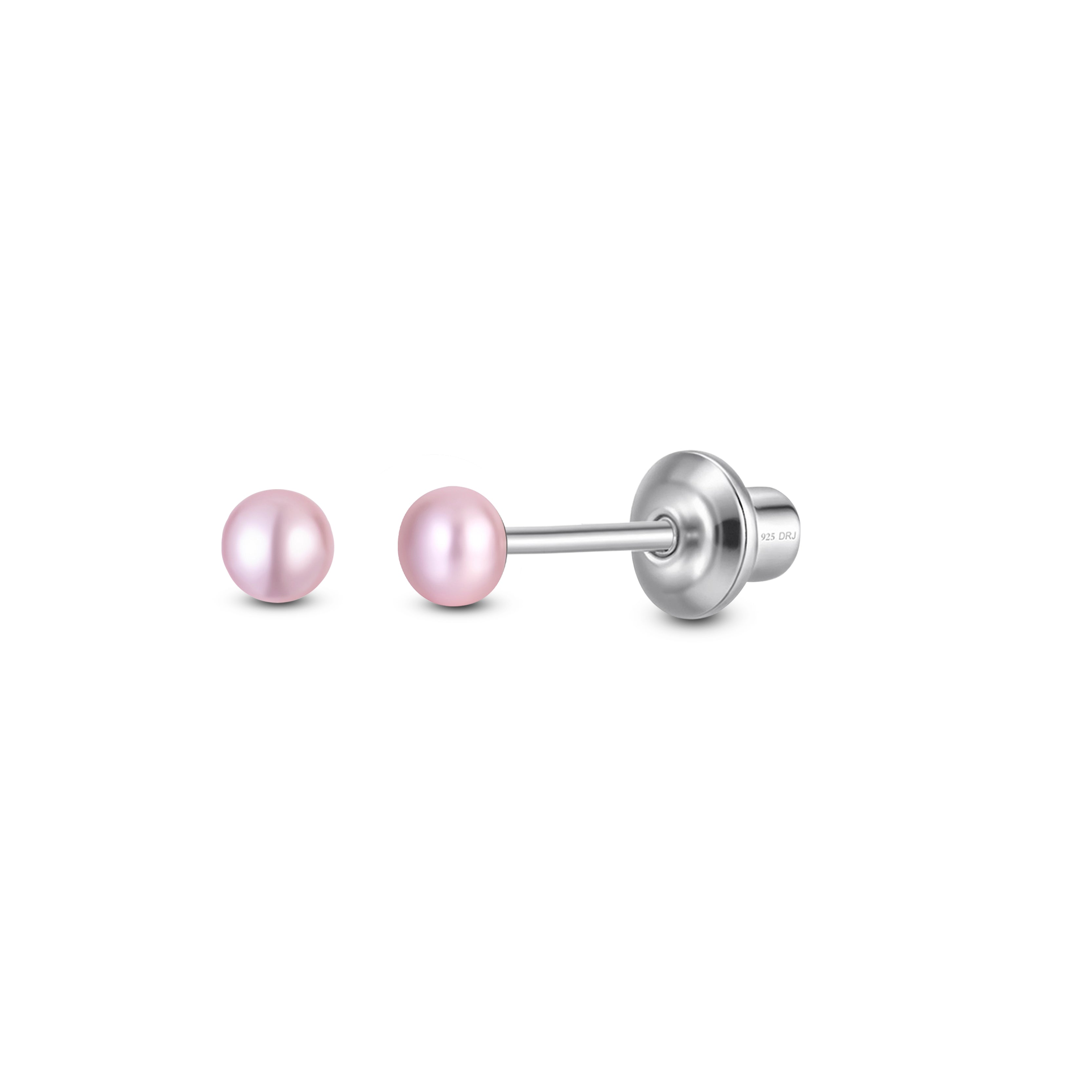 Pearl Screw Back Stud Earrings for Baby, Toddler, Girls, Kids