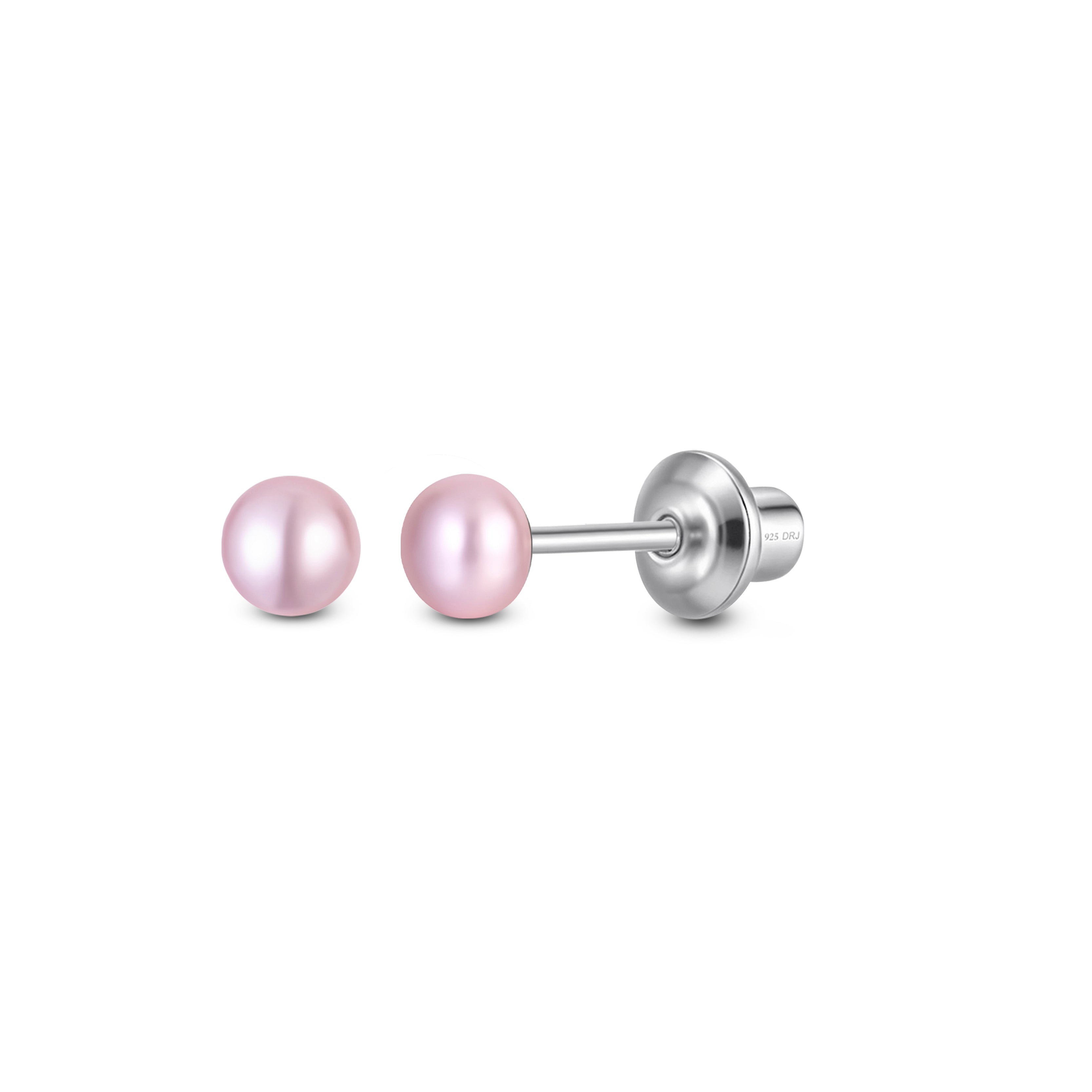 Pearl Screw Back Stud Earrings for Baby, Toddler, Girls, Kids