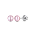 Pink 5mm Pearl Screw Back Stud Earrings for Baby, Toddler, Girls, Kids
