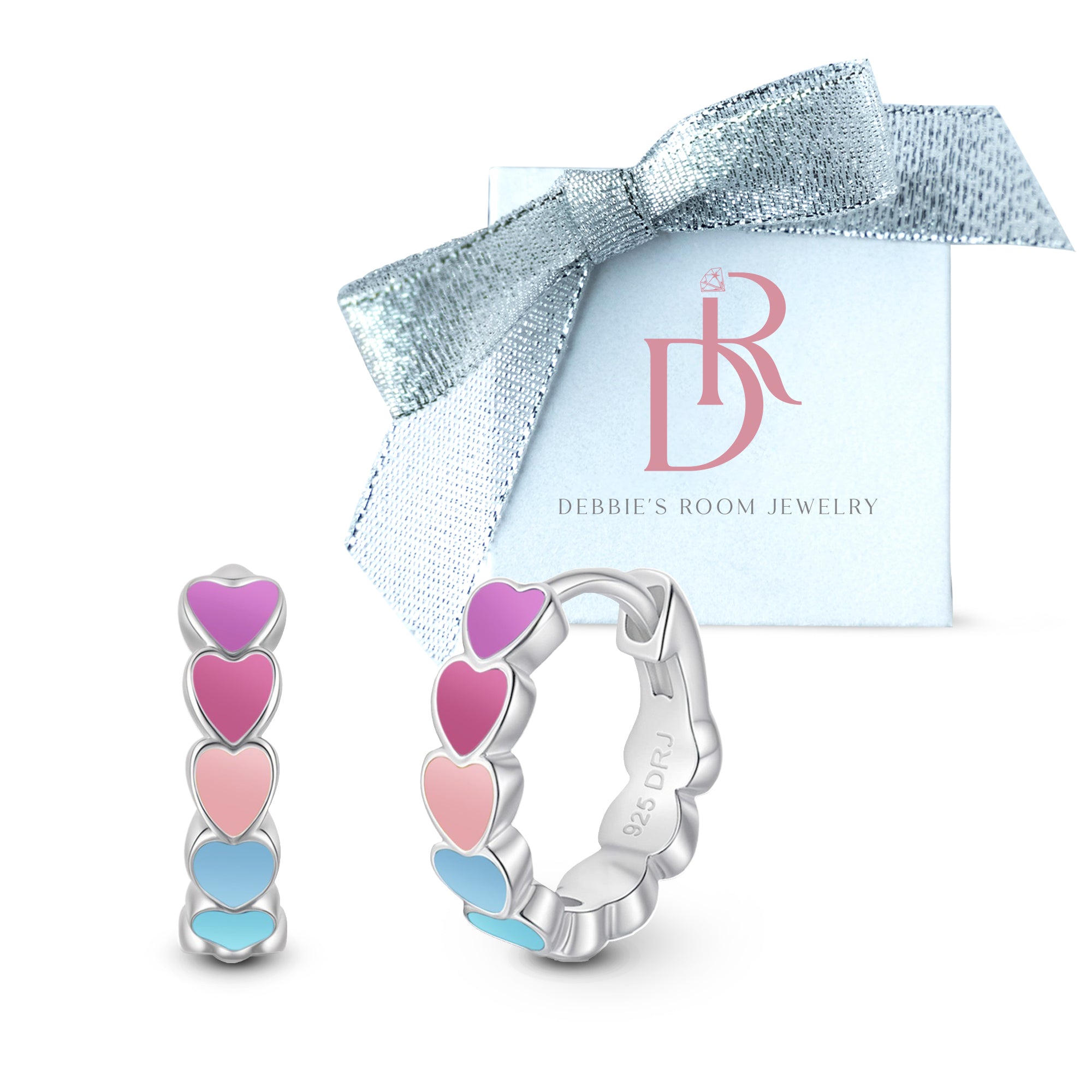 Sunset Heart Enamel Huggie Hoops