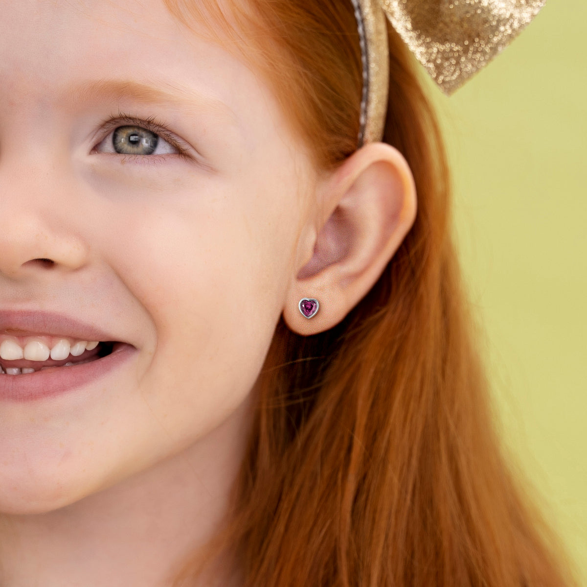 Heart Birthstone Stud Earrings