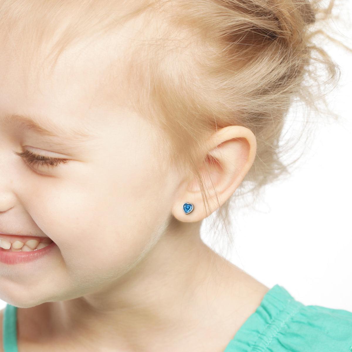 Heart Birthstone Stud Earrings