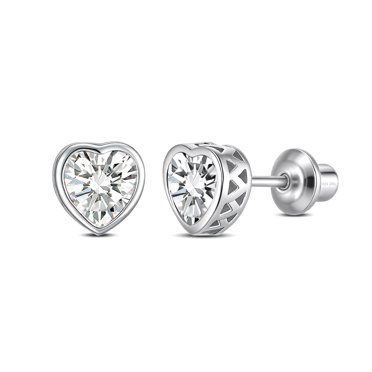Heart Birthstone Stud Earrings