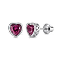 Heart Birthstone Screw back Earrings June/Alexandrite