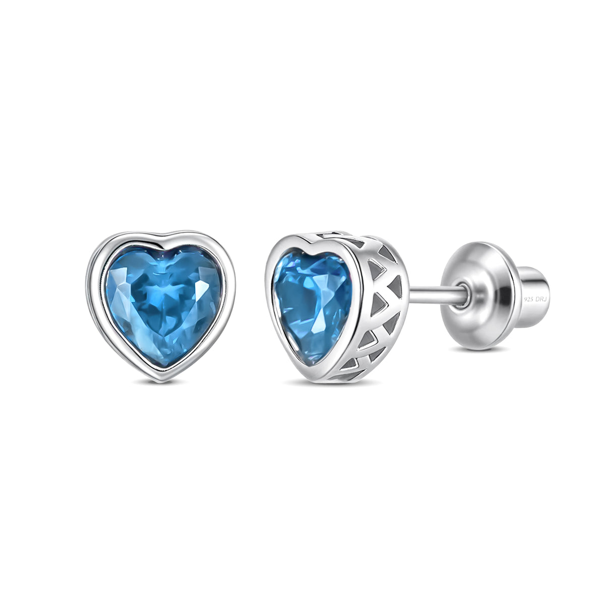 Heart Birthstone Stud Earrings